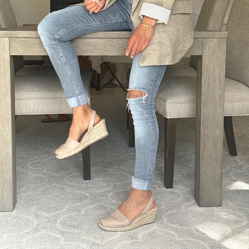 Spanish Sandal Co Espadrille Chic Beige Linen Wedge Sandals